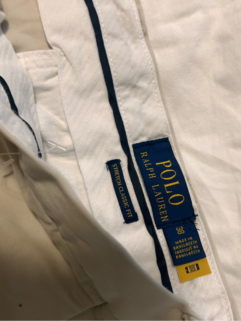 Polo by Ralph Lauren khaki Men’s Flat Front Shorts with Navy Trim